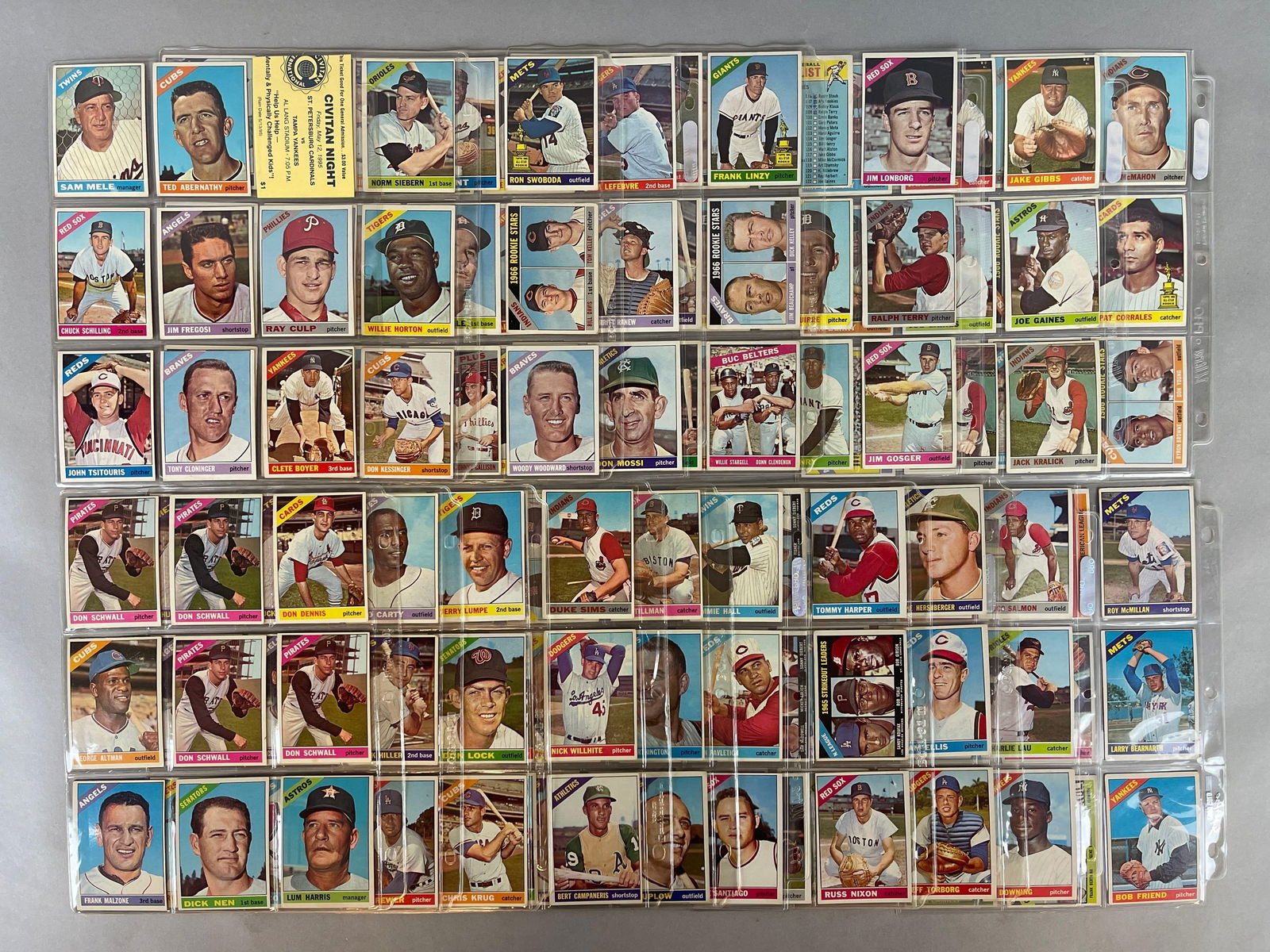 165+ 1966 Topps Baseball Cards with HOFs, Stars, and High Numbers (1 of 5)