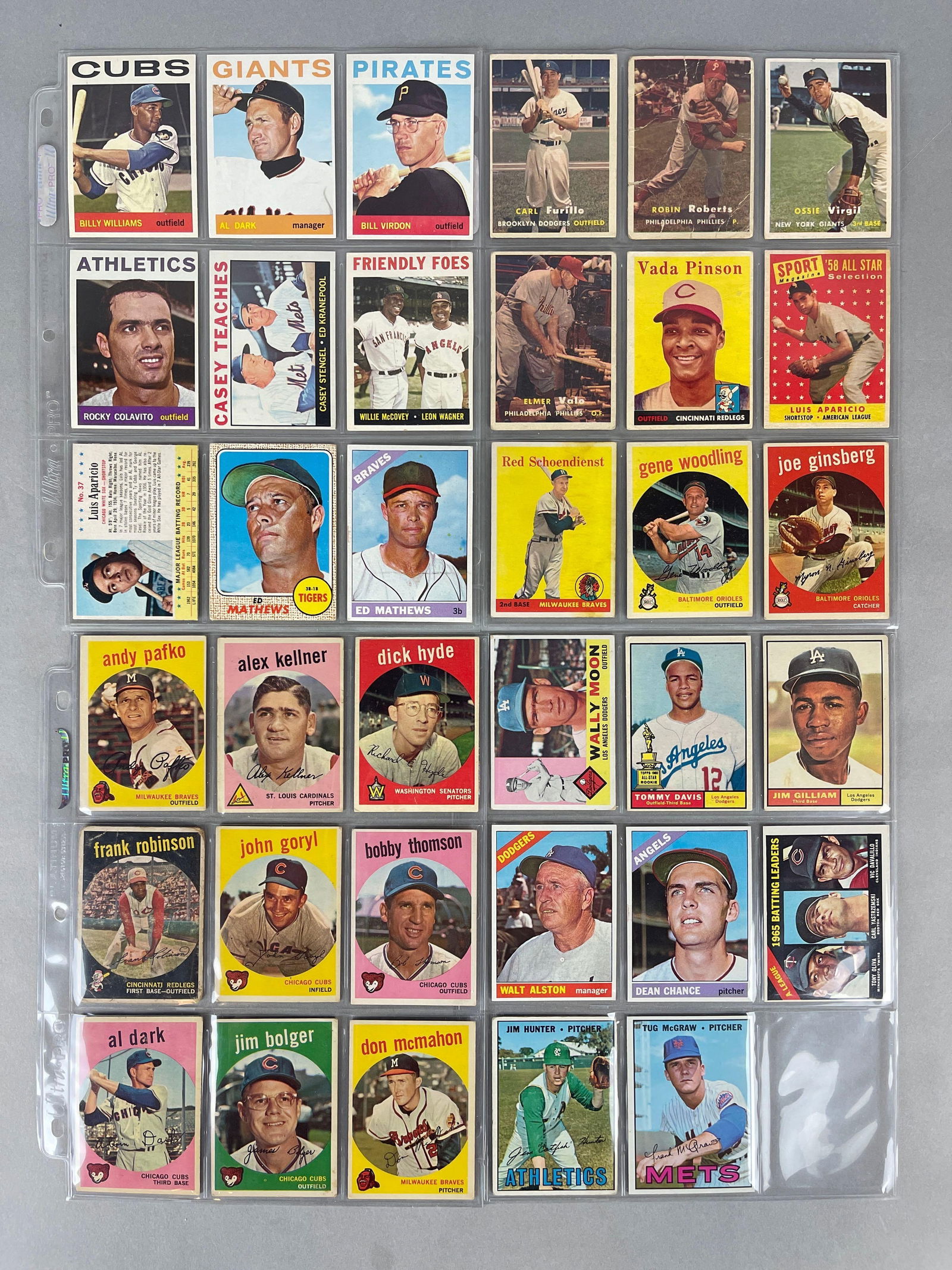 36 - 1950s - 60s Baseball Cards with HOFs, Stars, and Rookies (1 of 5)