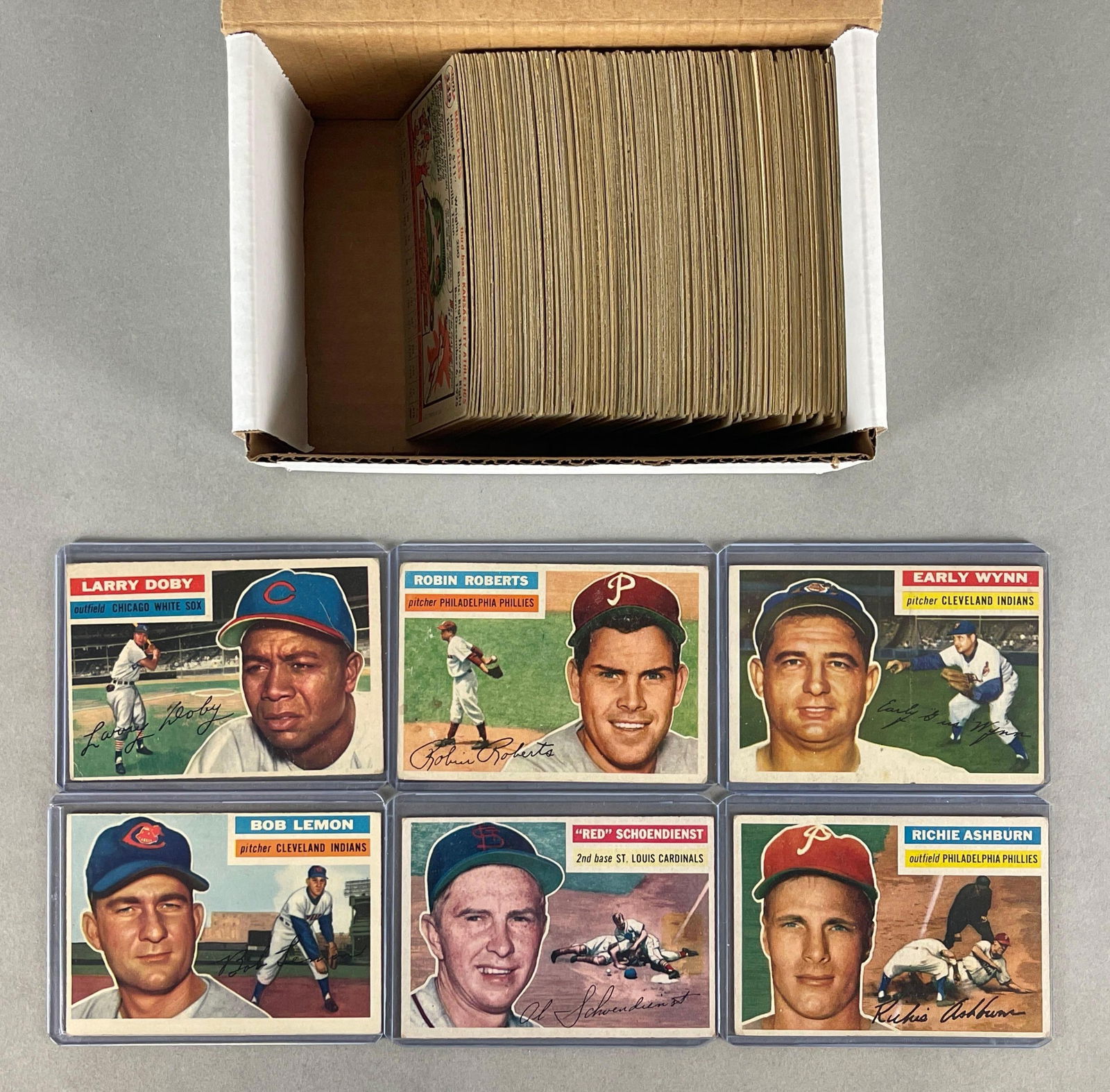 157 - 1956 Topps Baseball Cards with HOFs, Stars, and Team Cards: No duplicates, Condition vary, Low - EX, Mainly VG - VGEX