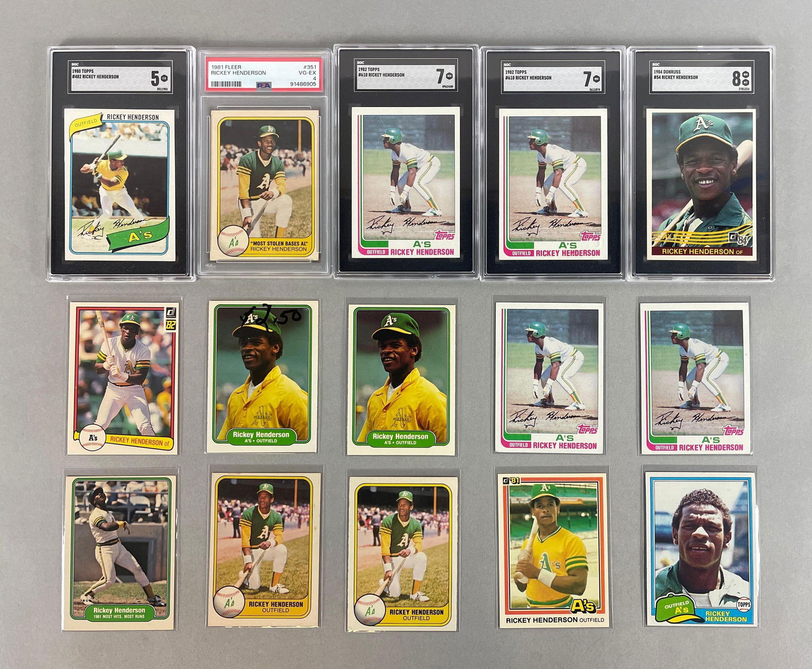 1980 Topps Rickey Henderson #482 SGC 5 + 14 Others with Graded (1 of 2)