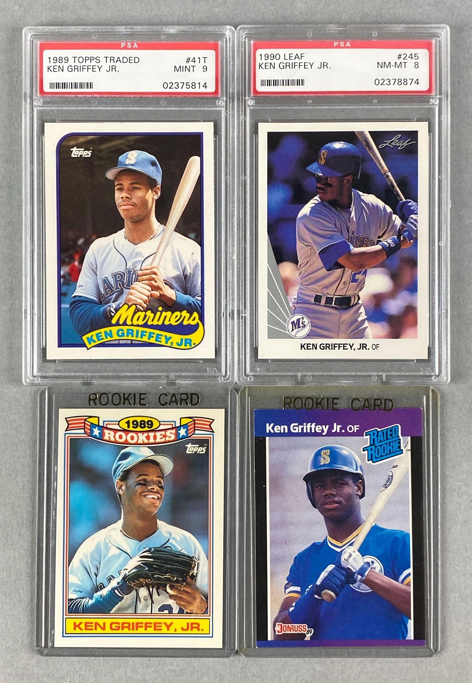 1989 Topps Traded Ken Griffey Jr #41T PSA 9 Rookie + 3 Other Ken Griffey Cards (1 of 2)