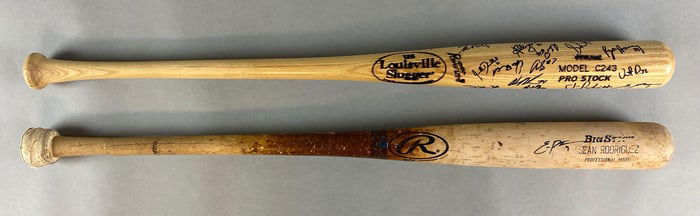 2005 Peoria Cub Signed Baseball Bat + Sean Rodriguez Game Used Bat