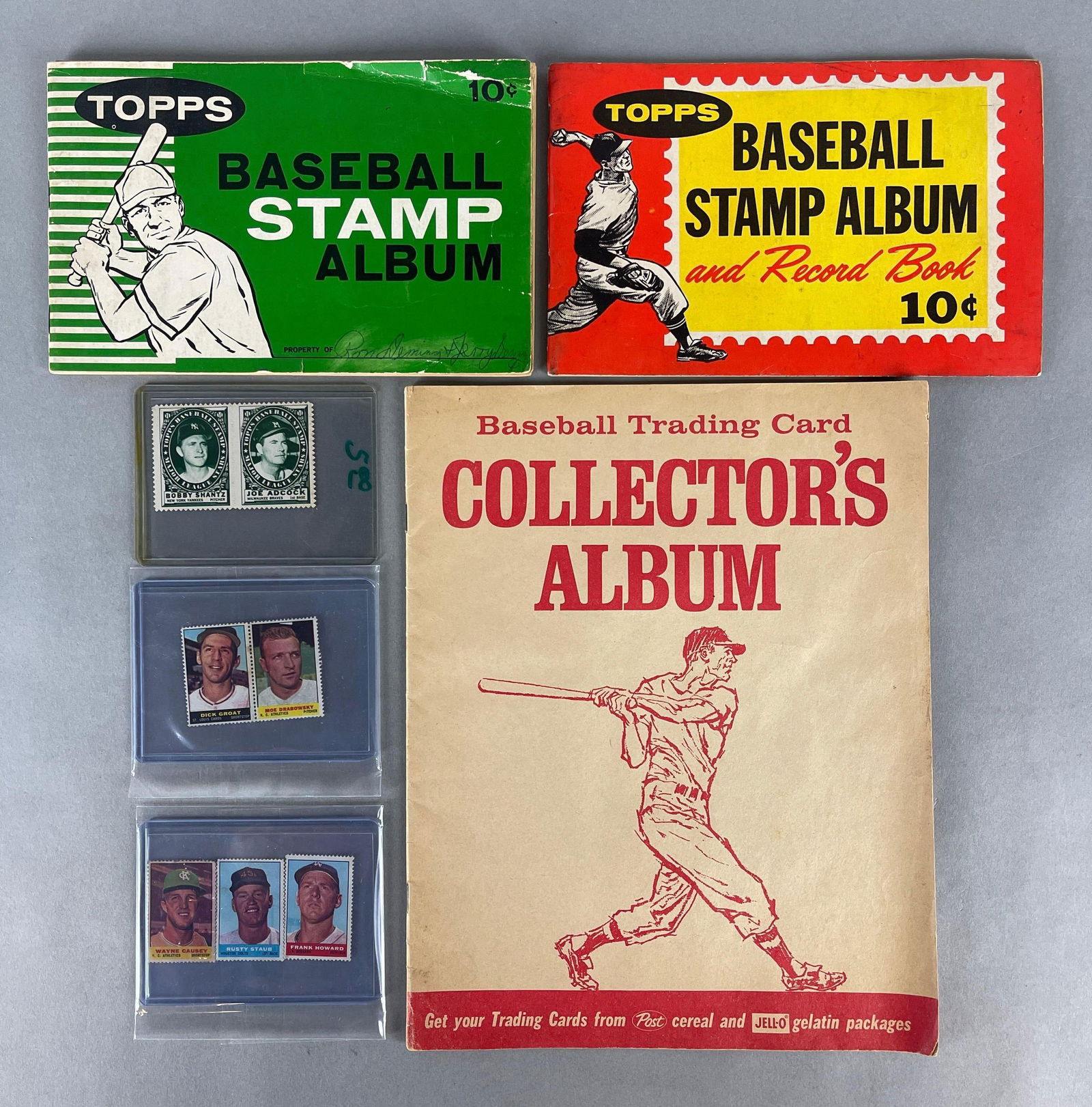 1961 and 62 Topps Stamps Albums with Stamps + 1963 Post Album (1 of 8)