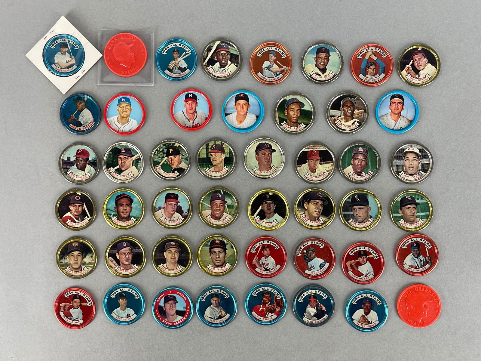 45+ 1964 Topps Coins Baseball + Others with Mantle and HOFs (1 of 4)