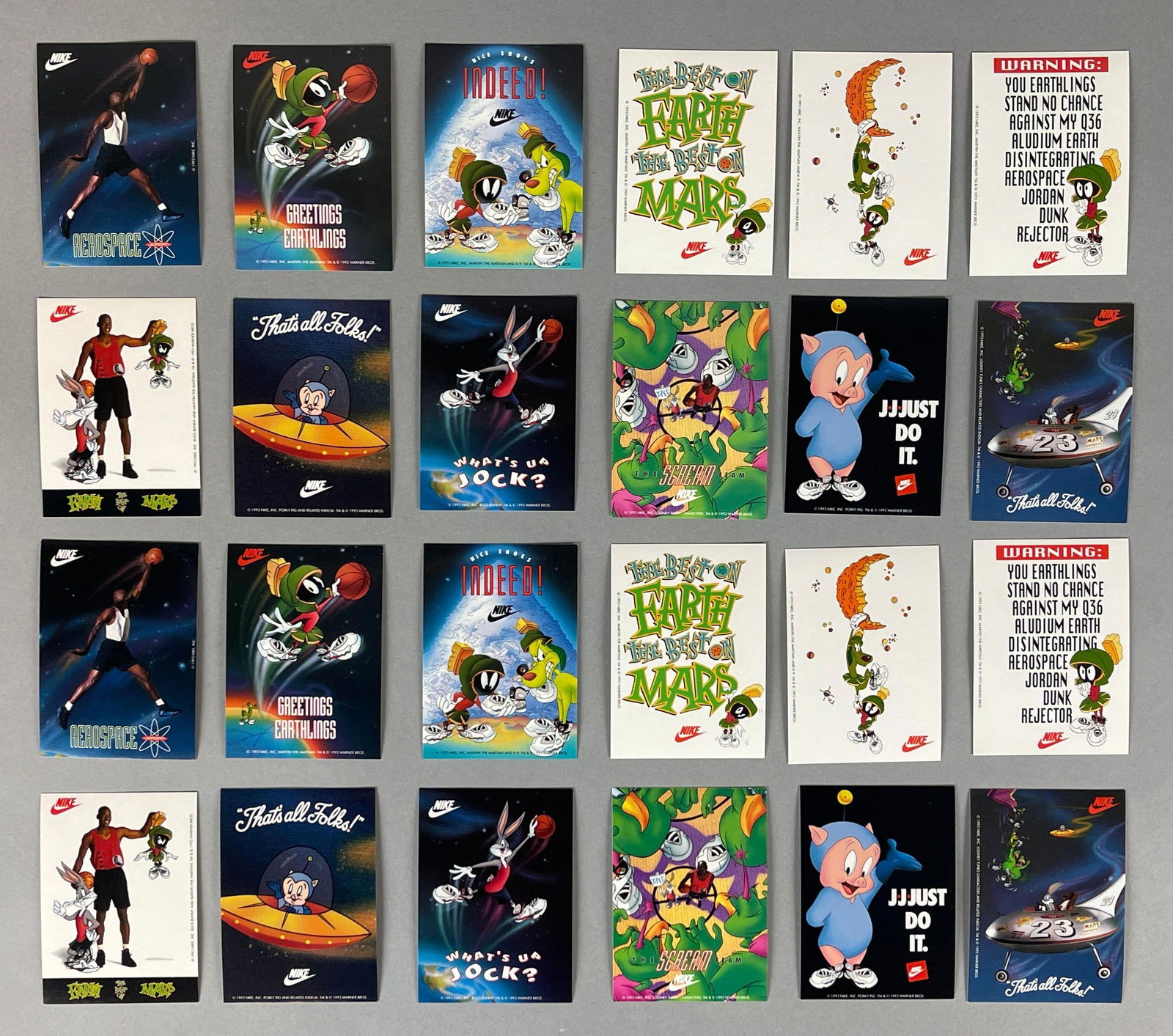 2 - 1993 Nike Warner Bros. Michael Jordan Complete Set: 2 - Sets of Warner Bros. Looney Tunes, and Nike Cards with Jordan