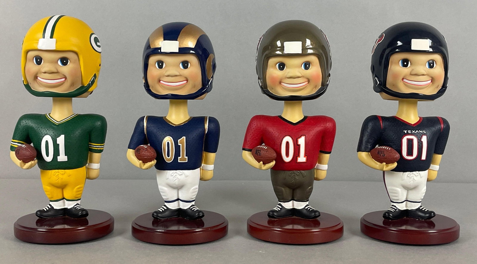 Packers, Texans, Rams, and Buccaneers, The Memory Company Bobbleheads: 2001 Packers, 2002 Texans, Rams, Buccaneers, with Original Packaging