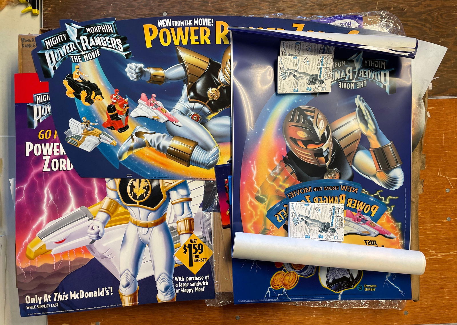 Group of 1995 Mighty Morphin Power Rangers Movie McDonalds POP Advertising (1 of 3)