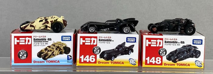 Group of 3 Takara Tomy Die-Cast DC Batmobiles
