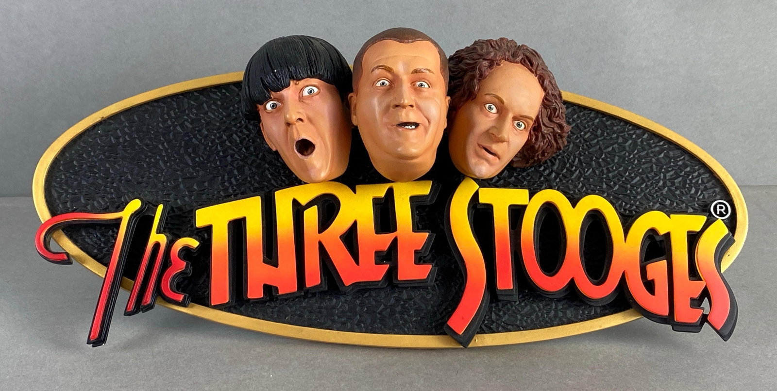 Limited Edition 2006 The Three Stooges Easel Back Sign: Measures 12 1/2 x 5 1/2 x 3 1/4 inches