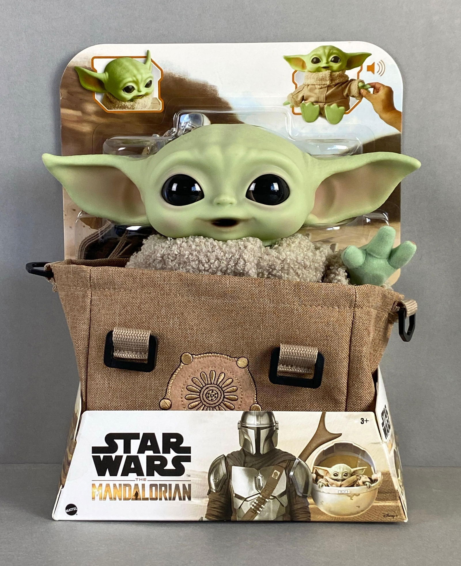 Mattel Disney Star Wars The Mandalorian The Child Plush Toy: in original packaging, measures 14 x 11 x 6 inches