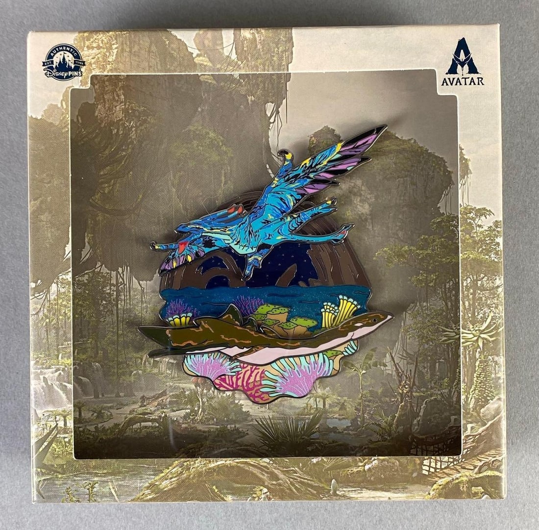Disney Avatar Limited Release Enamel Pin: Box measures 5 x 5 x 1 1/4 inches.