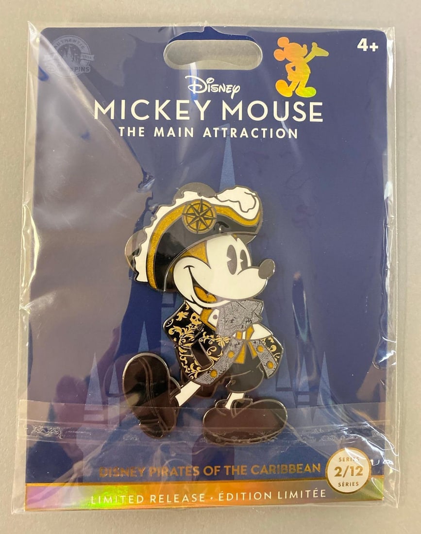 Disney Mickey Mouse Pirates of the Caribbean Enamel Pin: Limited Release. Series 2/12. Pin measures 3 x 1 3/4 inches.