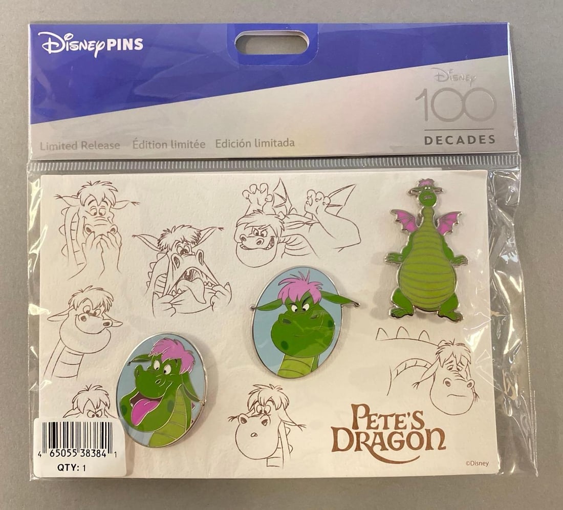 Set of 3 Disney 100 Petes Dragon Enamel Pins (1 of 2)