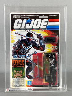 CAS Graded 1989 Hasbro G.I. Joe Snake Eyes Commando Action Figure: CAS 75, With COA, 2024 Collector Archive, Series 8 / 34-Back, Free Face Camouflage, Measures 9 3/4 x 7 x 1 1/2 inches.