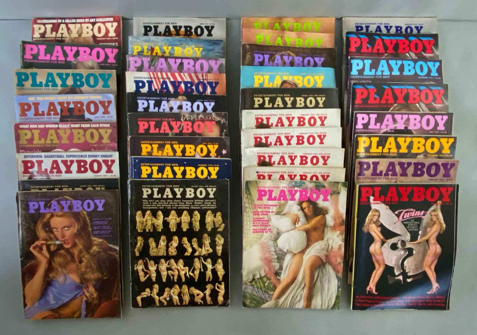 Group of 1970s - 1980s Playboy Adult Magazines: largest measures 11 x 8 1/4 inches