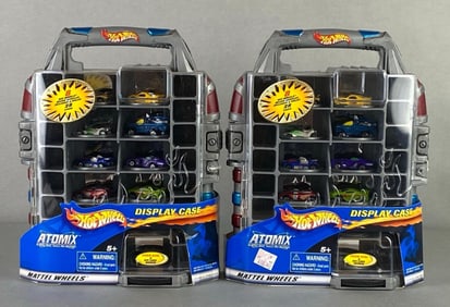 Group of 2 Mattel Hot Wheels 2003 Atomix Micro-Set Display Cases