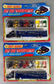 Group of 2 1997 Mighty Machines Hot Rod Transporter Die-Cast Vehicle Sets