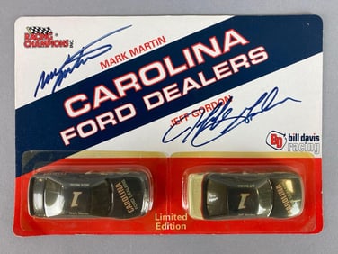 Racing Champions Autographed Mark Martin Jeff Gordon Carolina Ford Dealer Die-Cast Cars