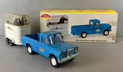 1966 Mini Tonka Jeep and Horse Trailer Die-Cast Set