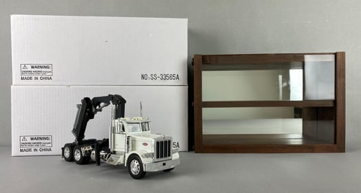 Group of 3 New Ray Toys Peterbilt Boom Trucks and More