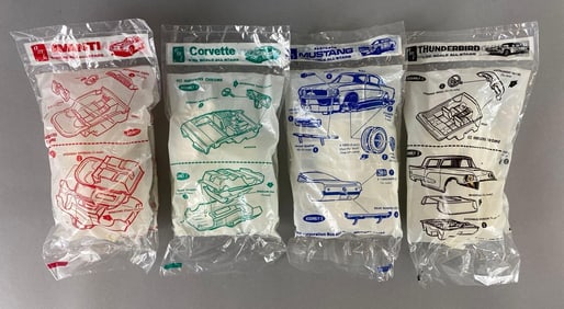 Group of 4 AMT All Stars Plastic Car Model Kits