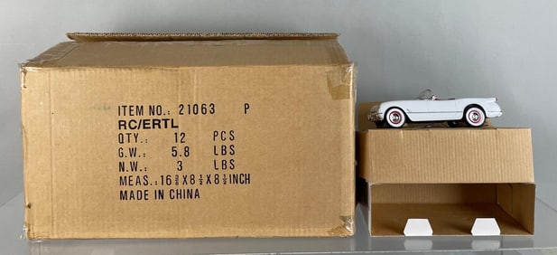 Shipping Box of 12 AMT Ertl 1953 Chevy Corvette Dealership Promo Cars