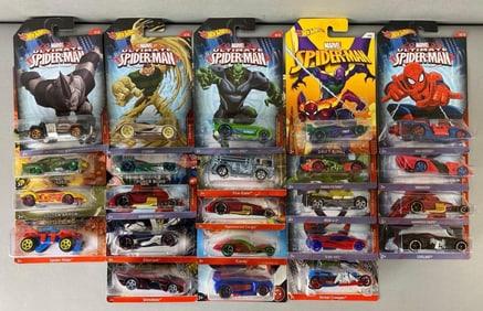 Group of 23 Mattel Hot Wheels Marvel Die-Cast Vehicles