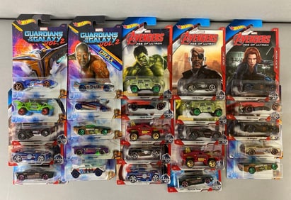 Group of 25 Mattel Hot Wheels Marvel Die-Cast Vehicles
