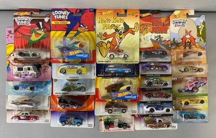 Group of 26 Mattel Hot Wheels Cartoon Die-Cast Vehicles