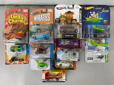 Group of 14 Mattel Hot Wheels Assorted Die-Cast Vehicles and More