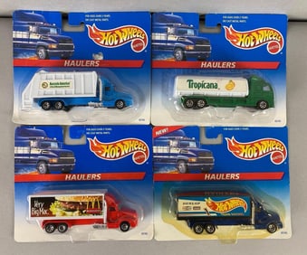 Group of 4 Mattel Hot Wheels Hauler Die-Cast Vehicles