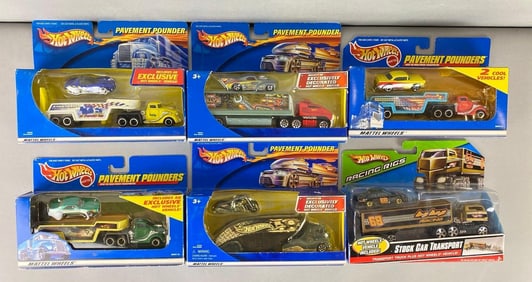 Group of 5 Mattel Hot Wheels Pavement Pounder Die -Cast Vehicles and More