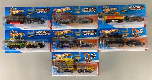 Group of 7 Mattel Hot Wheels Rapid Transit Die-Cast Vehicles