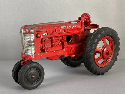 Vintage Hubley Kiddie Toy Red Die-Cast Tractor: Measures 5 1/2 x 9 1/2 x 4 inches