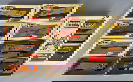 Group of 9 Train-Miniature HO Scale Train Cars