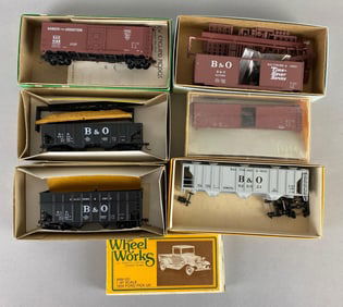 Group of HO Scale Model Train Cars and More