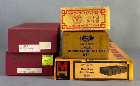 Group of HO Scale Model Train Assembly Kits