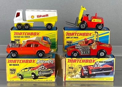 Group of 4 Matchbox No. 15, 19, 63, and 67 Die-Cast Vehicles