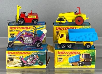 Group of 4 Matchbox No. 15, 21, 38, and 50 Die-Cast Vehicles
