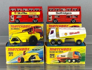 Group of 4 Matchbox No. 17, 21, and 63 Die-Cast Vehicles