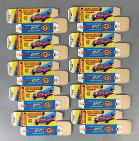 Group of 10 Matchbox No. 64 Slingshot Type H Superfast Boxes
