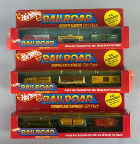 Group of 3 1983 Mattel Hot Wheels Railroad Gift Packa