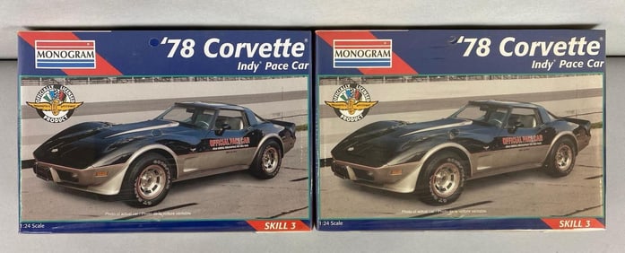 Group of 2 Monogram 1978 Corvette Indy Pace Car Model Car Kits