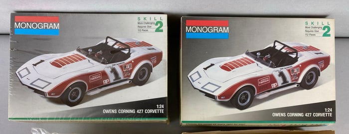Group of 2 Monogram Chevrolet Owens Corning 427 Corvette Model Car Kits