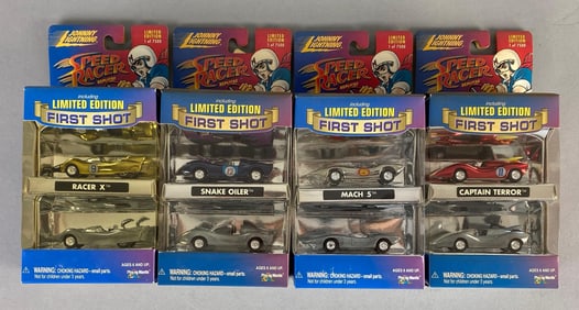 Group of 4 Playing Mantis Johnny Lightning Speed Racer Gift Packa