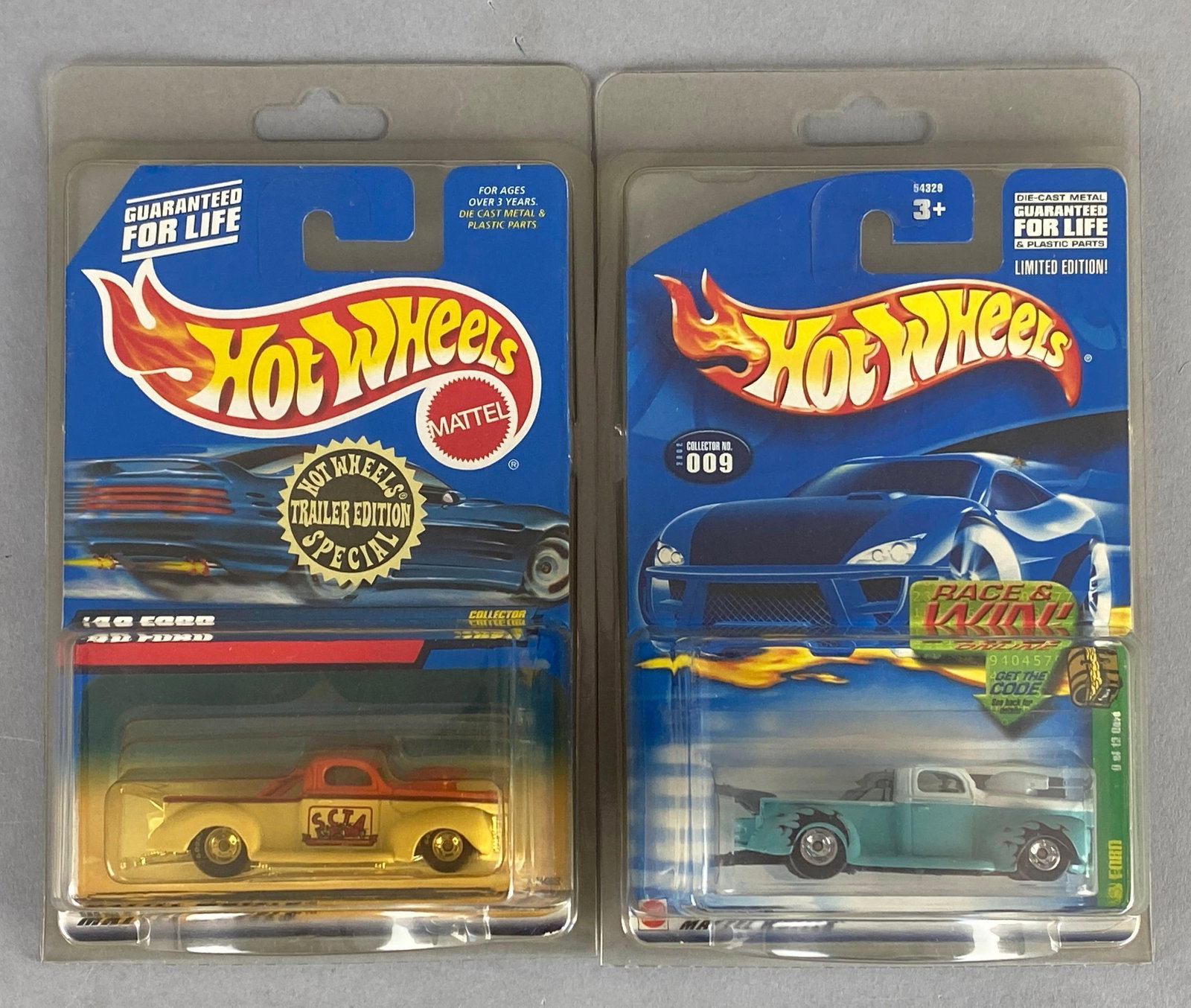 Group of 2 Mattel Hot Wheels 1940s Ford Trucks: Die-Cast, in original packaging