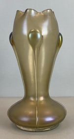 Art Nouveau Czech Aurene Ruffled Edge Art Glass Vase