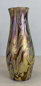 Josef Rindskopf Corrugated Art Nouveau Iridescent Art Glass Vase