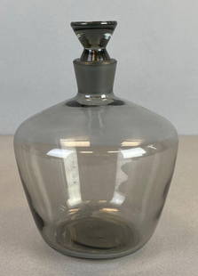 Mid-Century Modern Smoke Grey Art Glass Decanter: Mid Century Modern, Measures 6 1/4 x 4 1/2 x 4 1/2 inches