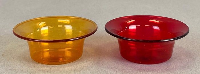 Group of 2 Mid-Century Modern Colored Glass Tea Light Holders